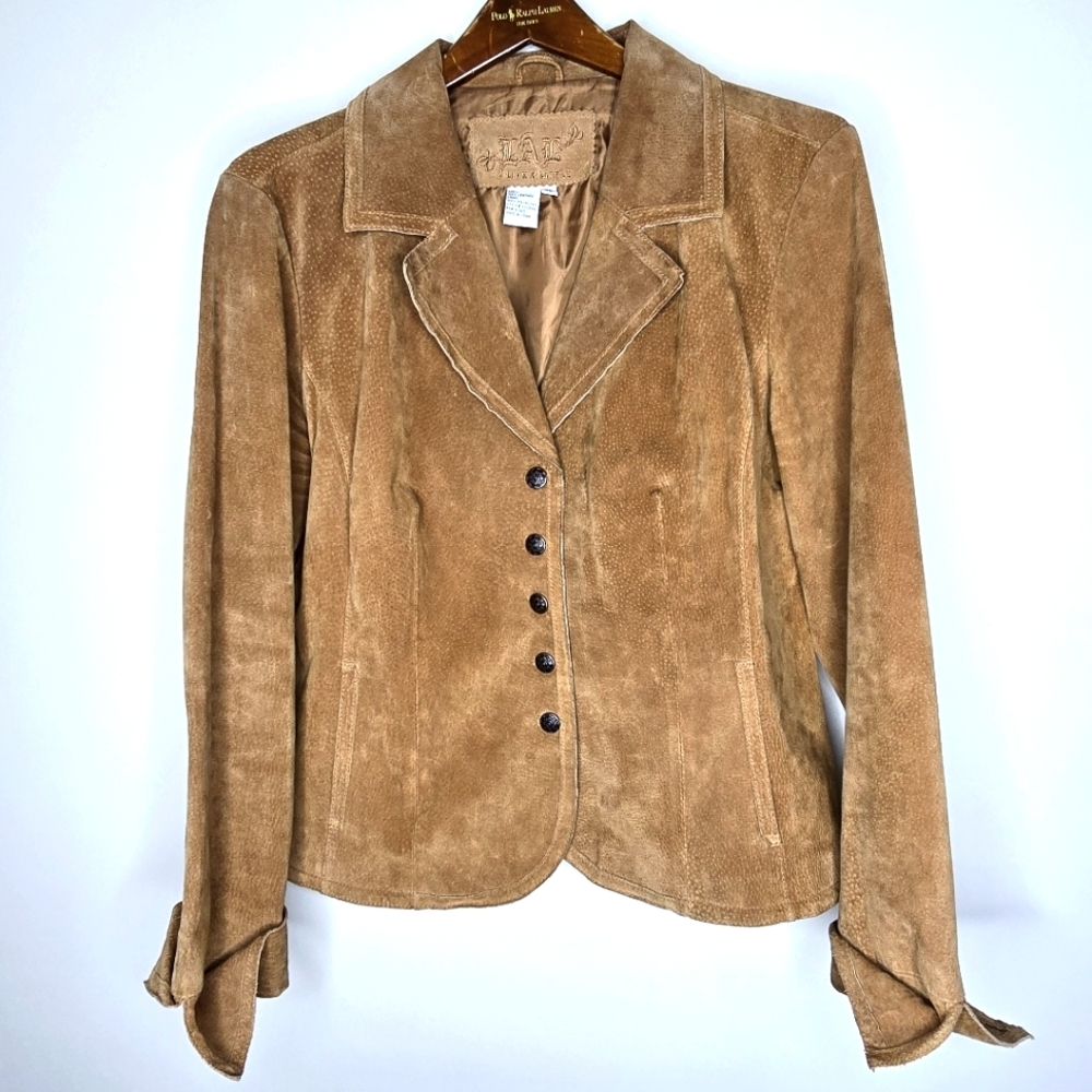 Live a Little Brown Suede Blazer 100% Leather Size L